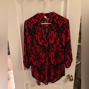 Red and black tunic top